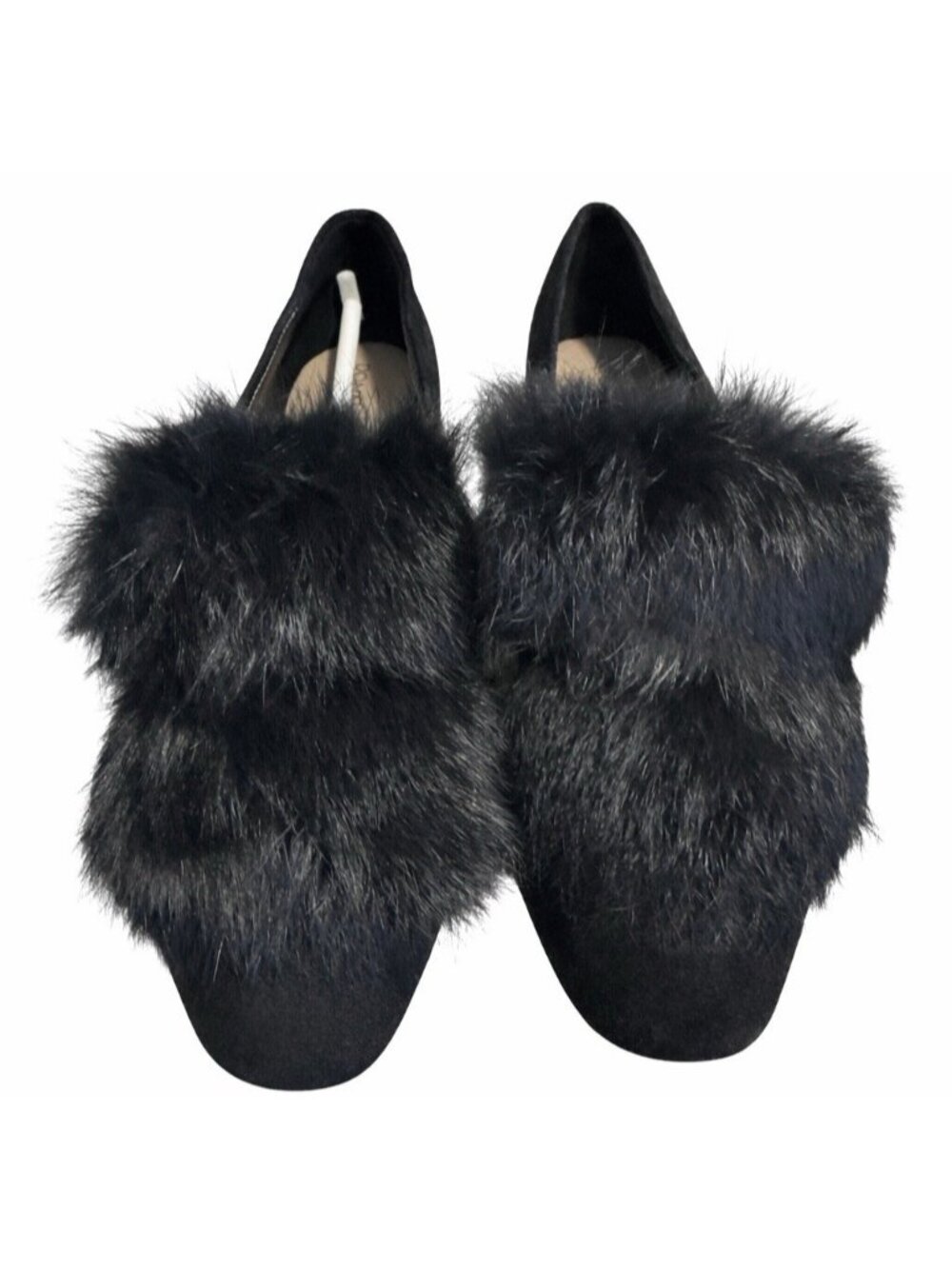 Donald Pliner Women Lillian Suede and Rabbit Fur Slip On Loafer Size 5.5 new